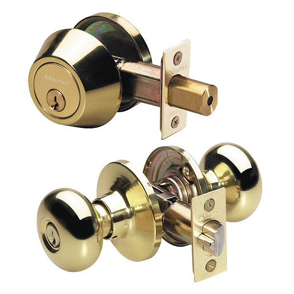 Master Lock Knob Lockset, Biscuit Style, Polished Brss - BCC0603KA4S