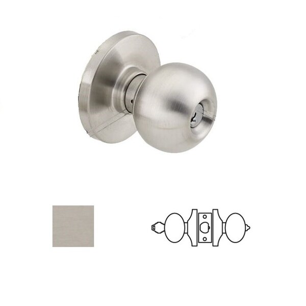 Cal-Royal Design Entry Knob Lock, 2-3/4 Backset, ASA Strike, SFIC Less Core, US32D Satin Stainless Steel - ICGRB00-32D