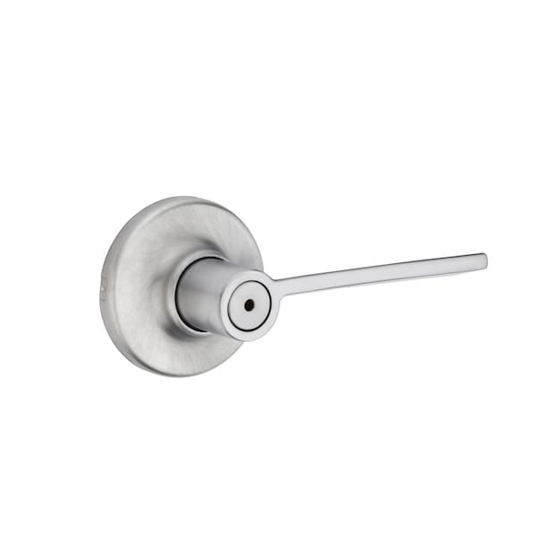 Kwikset Ladera Lever , Round Rose Privacy Door Lock , New Chassis and 6AL Latch, RCS Strike Satin Chrome Finish - 300LRLRDT-26D