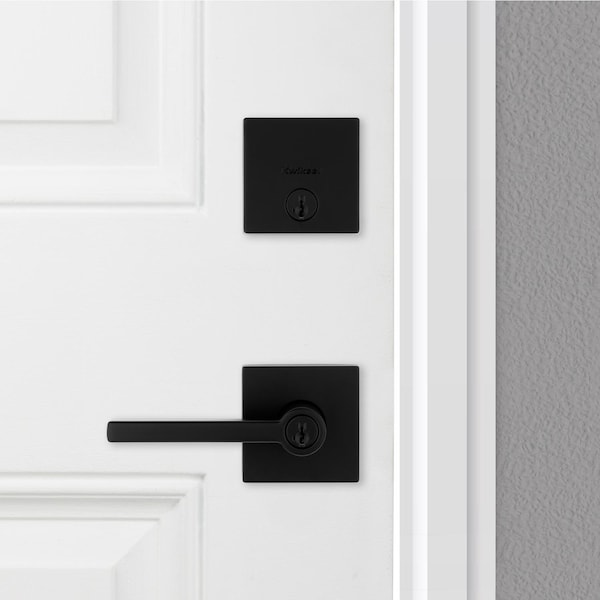 Kwikset Kwikset Halifax Matte Black Zinc Lever and Single Cylinder Deadbolt - 99910-064