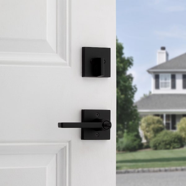 Kwikset Kwikset Halifax Matte Black Zinc Lever and Single Cylinder Deadbolt - 99910-064