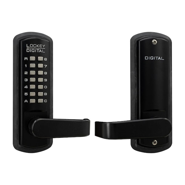 Lockey Usa Lockey Mechanical Keyless Lever Lock with Passage Function and Single Combination Jet Black Finish - 3835JBMG