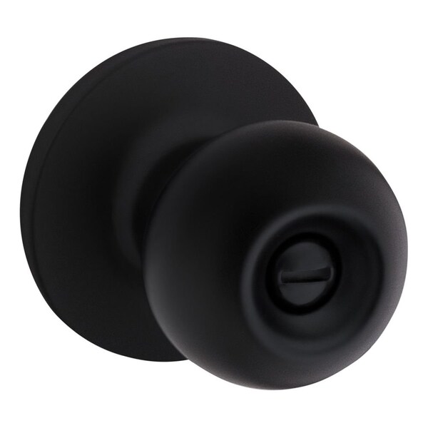 Safelock Regina Knob Privacy Lock with RCAL Latch and RCS Strike Matte Black Finish - SK3000RG-514