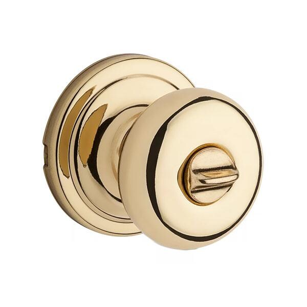 Kwikset Kwikset: Hancock Privecy Door Knob with Round Rose / Polished Brass - KWS-730H-RDT-3