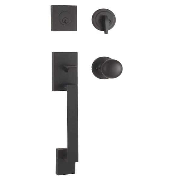 Weslock Bailey Single Cylinder Handleset with Salem Knob Matte Black Finish - 02840-2S2FR2D