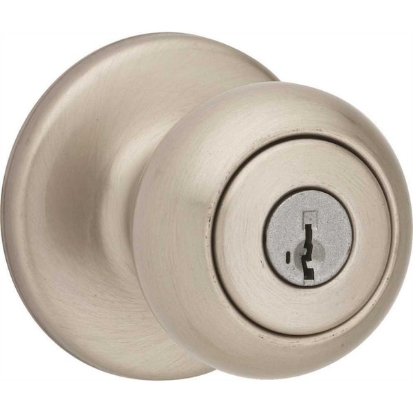 Kwikset SmartKey Security Cove Keyed Entry Door Knob in Satin Nickel - 400CV 15 SMT 6AL RCS V1