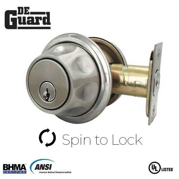Deguard Spin To Lock Deadbolt - Silver - SC1 Keyway - DDB05-SS-SC1