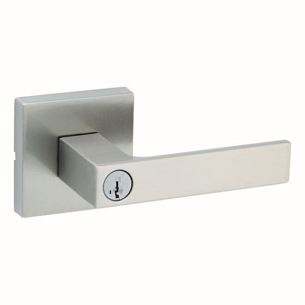 Kwikset Singapore Lever , Square Rose Entry Door Lock SmartKey , RCAL Latch, RCS Strike Satin Nickel Finish - 740SALSQT-15S