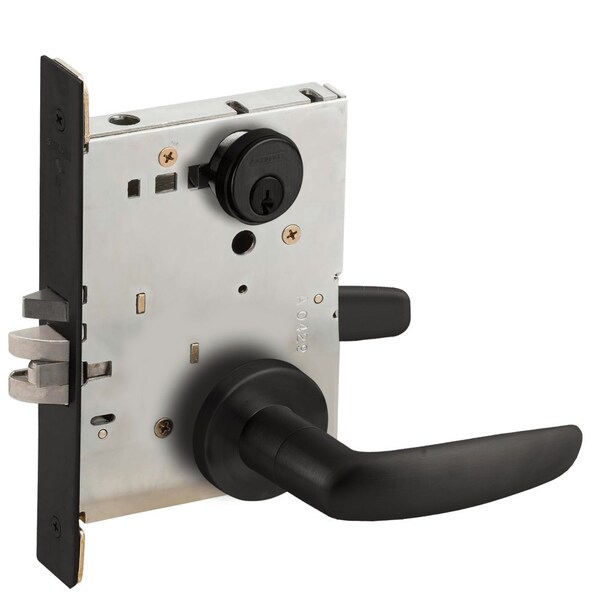 Schlage Grade 1 Entrance Office Mortise Lock, Conventional Cylinder, S123 Keyway, 07 Lever, A Rose, Flat Bla - L9050P 07A 622