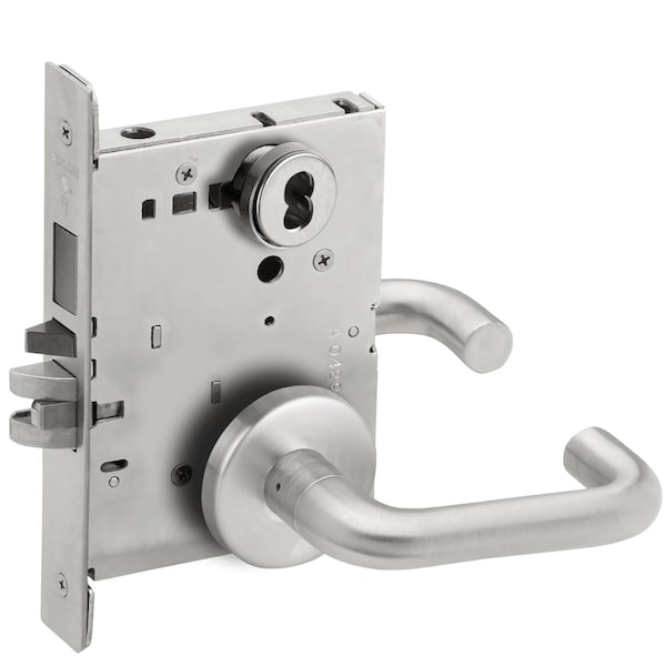 Schlage Schlage L-Series, Entrance Mortise Lock, B Rose, 03 Lever, Grade 1 Mortise Lock, SFIC Prep Less Core - L9453B 03B 626