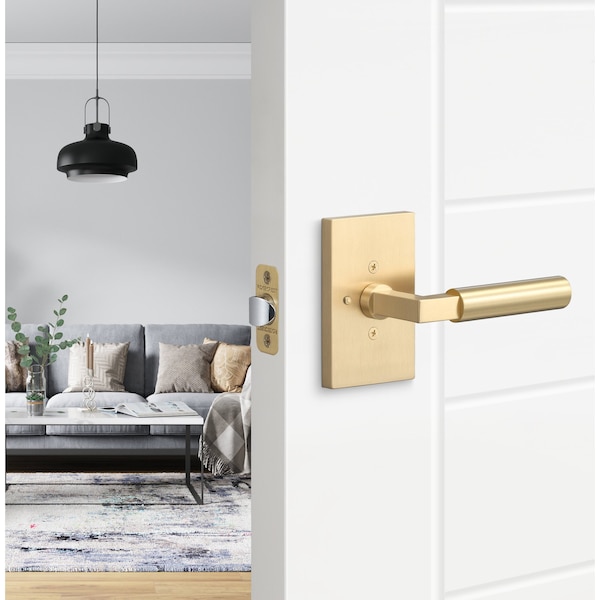 Sure-Loc Hardware Sure-Loc Hardware Levanto Privacy Rosette, Satin Brass, Smooth Grip in Satin Brass - LV102 SB GRIP-SM SB