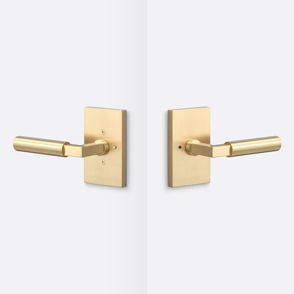 Sure-Loc Hardware Sure-Loc Hardware Levanto Privacy Rosette, Satin Brass, Smooth Grip in Satin Brass - LV102 SB GRIP-SM SB