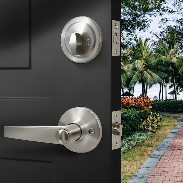 Premier Lock Entry Door Lever Combo Lock Set with Deadbolt Set of 2, Keyed Alike, Stainless Steel, 2PK - LED03C-2