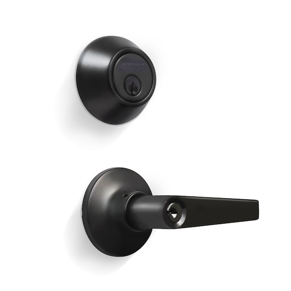 Premier Lock Entry Door Lever Combo Lock Set with Deadbolt Set of 12, Keyed Alike, Matte Black, 12PK - LED07C-12