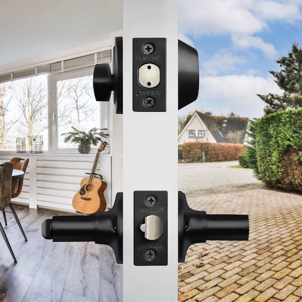 Premier Lock Entry Door Lever Combo Lock Set with Deadbolt Set of 12, Keyed Alike, Matte Black, 12PK - LED07C-12