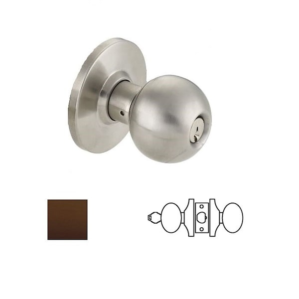Cal-Royal BA Design Storeroom Knob Lock, 2-3/8 Backset, ASA Strike, Schlage C Keyway, US10B Dark Bronze - BA05-10B-2-3/8