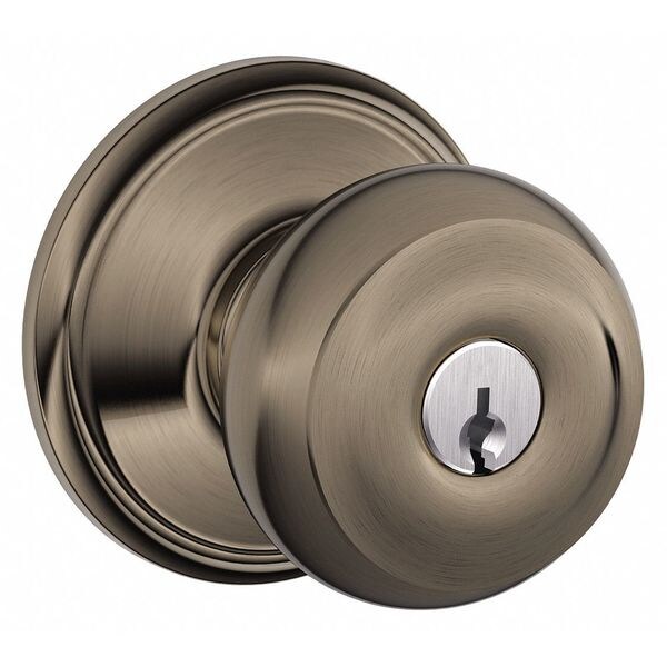 Schlage Residential Knob Lockset, Antique Nickel, Entrance - F51A GEO 620