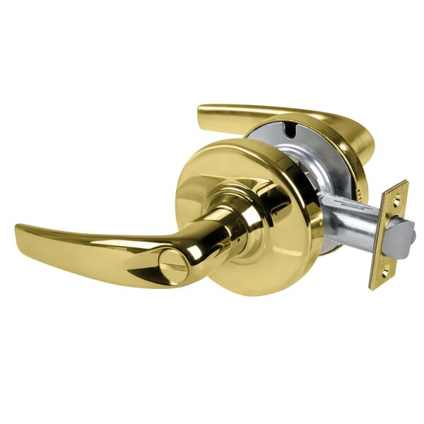Schlage Grade 2 Privacy Cylindrical Lock with Field Selectable Vandlgard, Athens Lever, Non-Keyed, Bright Br - ALX40 ATH 605