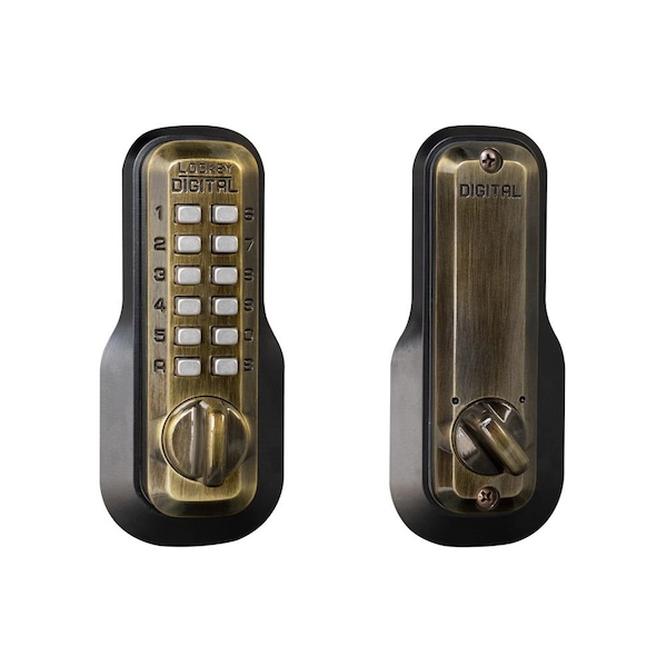 Lockey Usa Mechanical Keyless Deadbolt, Single Sided, M210, Antique Brass - M210AB