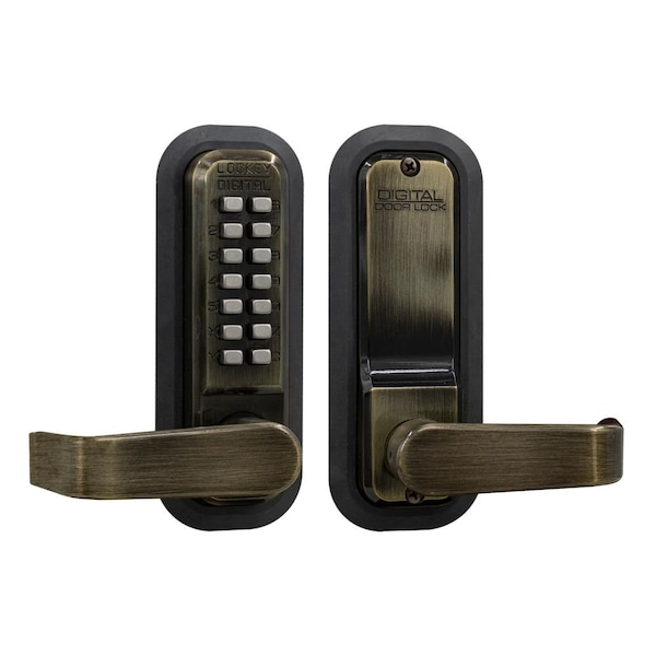 Lockey Usa Mechanical Keyless Lever Lock, Single Sided, 2835, Antique Brass - 2835AB
