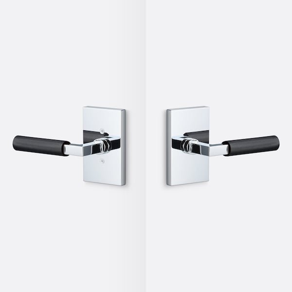 Sure-Loc Hardware Sure-Loc Hardware Levanto Passage Rosette, Polished Chrome, Knurled Grip in Flat Black - LV101 26 GRIP-KN FBL