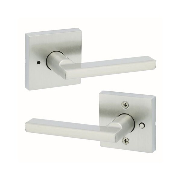 Kwikset Halifax Lever , Square Rose New Chassis Privacy Door Lock , 6AL Latch, RCS Strike Satin Nickel Finish - 730HFLSQT-15