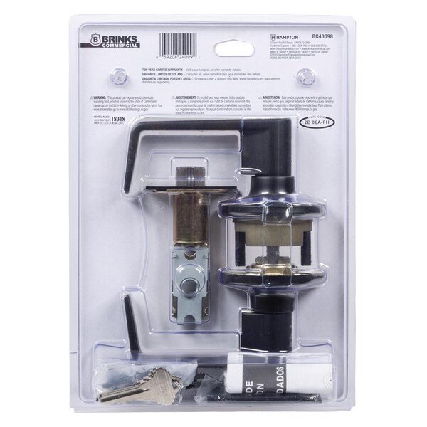 Brinks Commercial Brinks Commercial Matte Black Entry Lever 2 in. - BC40098