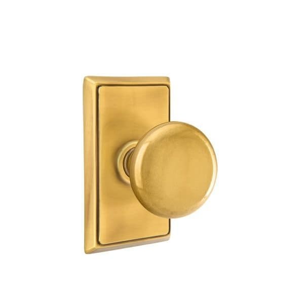 Emtek Providence Knob 2-3/8 in Backset Passage w/Rectangular Rose for 1-1/4 in to 2 in Door - 8121PUS7