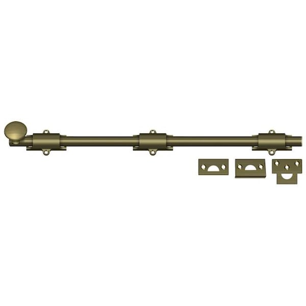 Deltana Surface Bolt, Heavy Duty Antique Brass 18" - 18SB5