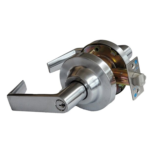 Ecs Hardware Commercial Lever Set Handle, 2-3/4 Standard Backset, Satin Chrome, Storeroom, Grade 1 - ECSH-CL101-SC-ST