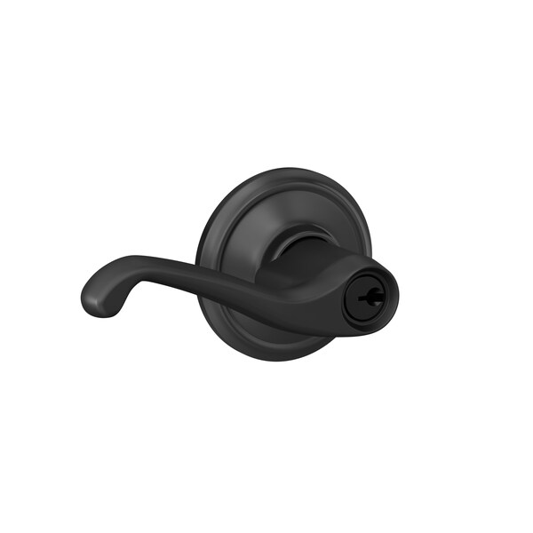 Schlage Residential Flair Lever Keyed Entry Lock C Keyway with 16211 Latch and 10063 Strike Matte Black Finish - F51AFLA622