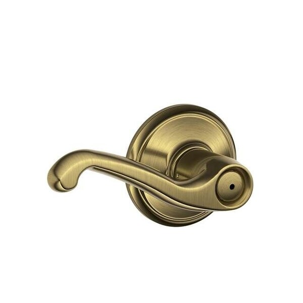 Schlage Residential Right Hand Flair Lever Privacy Lock with 16080 Latch and 10027 Strike Antique Brass by Bright - F40FLA609625RH