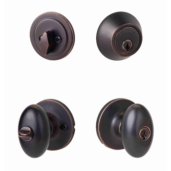 Sure-Loc Hardware Sure-Loc Hardware Arapaho Entry Knobset with KA Deadbolt, Vintage Bronze - AR107/DB201 11P