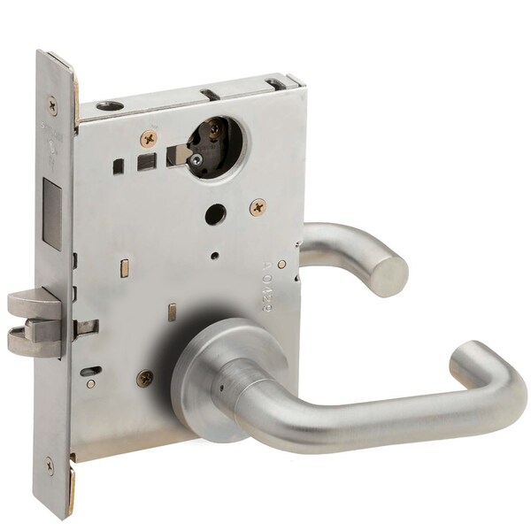 Schlage Corridor Mortise Lock with Deadbolt, 03A Design, Less Cylinder, Satin Chrome - L9456L 03A 626