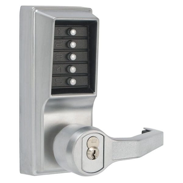 Simplex Kaba Right Hand Mechanical Pushbutton Lever Lock with Key Override; Schlage Prep and 2-3/4in - LR1021S26D