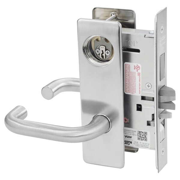 Corbin Russwin Apartment or Dormitory Mortise Lock, LS Lever, M Escutcheon, Satin Stainless Steel - ML2067 LSM 630 LC