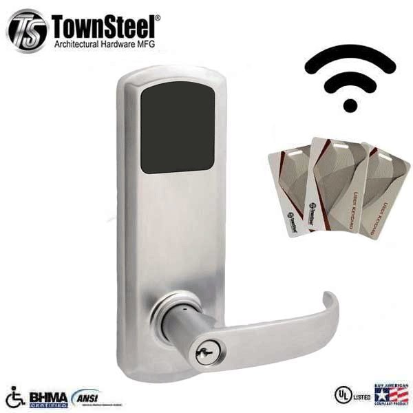 Townsteel Touch Keypad WiFi Smart Interconnect Lock, 99 pin codes, 300 MIFARE RFID cards capacity, 2 RFID Key - TNS-EG5RTT-SRH626-40WSC