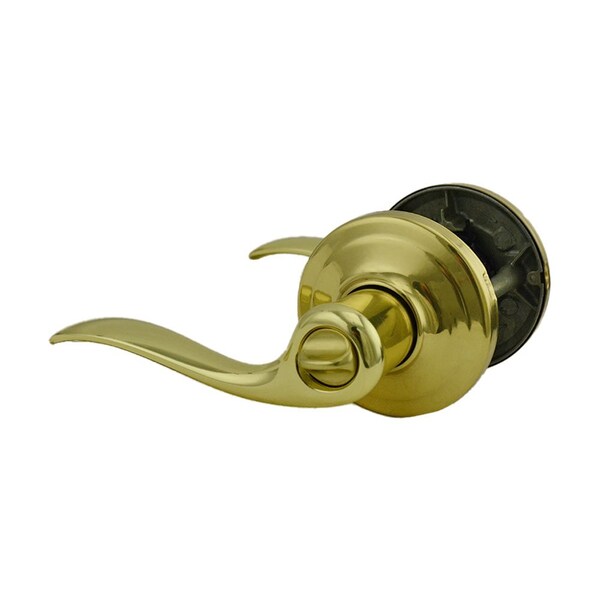 Kwikset Tustin Lever Privacy Door Lock with New Chassis with 6AL Latch and RCS Strike Bright Brass Finish - 730TNL-3