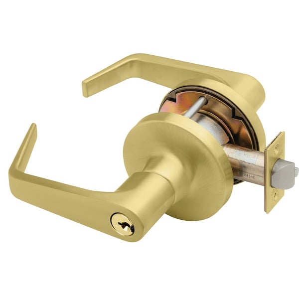 Falcon Grade 1 Office Cylindrical Lock, Key in Lever Cylinder, Dane Lever, Standard Rose, Satin Brass Finis - T521PD D 606