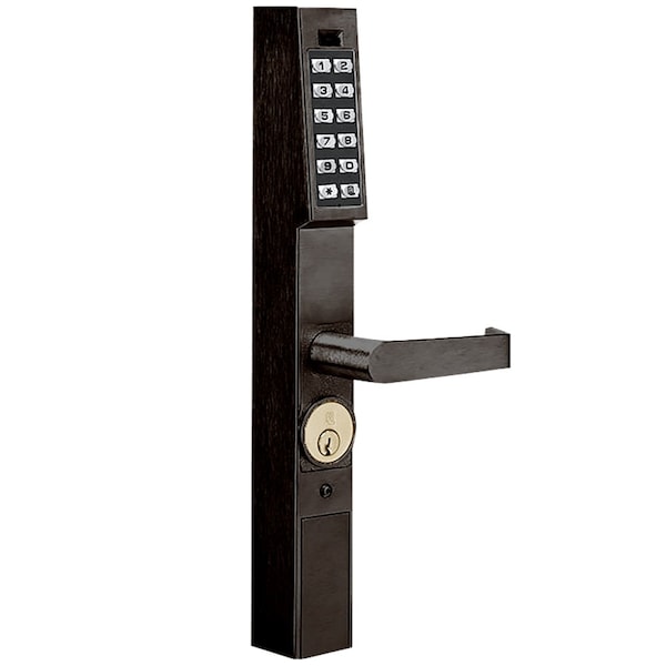 Alarm Lock Pushbutton Aluminum Door Trim, 100 Users, Knob, Oil Rubbed Bronze - DL1250/10B2
