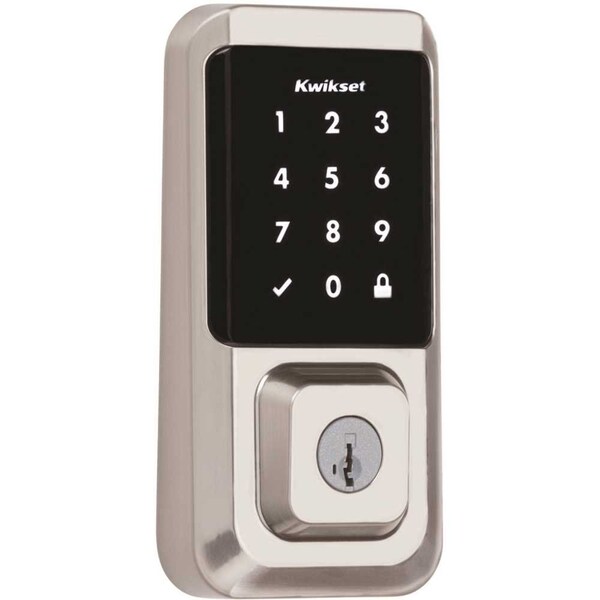 Kwikset HALO Satin Nickel Single-Cylinder Electronic Smart Lock Deadbolt Featuring SmartKey Security, Touchs - 939WIFITSCR15SM