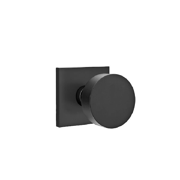 Emtek Round Knob 2-3/8 in Backset Privacy With Square Rose for 1-1/4 in to 2 in Door Flat Black Finish - 5210ROUUS19