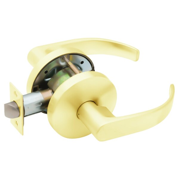 Falcon Grade 2 Passage Cylindrical Lock, Non-Keyed, Quantum Lever, Standard Rose, Bright Brass Finish - W101S Q 605