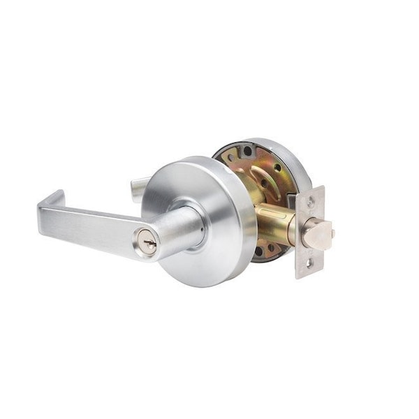 Global Door Controls Eiffel Standard Duty Brushed Chrome Grade 2 Commercial Cylindrical Storeroom Door Handle with Lock and Clutch Function - GAL-1180L-R-626