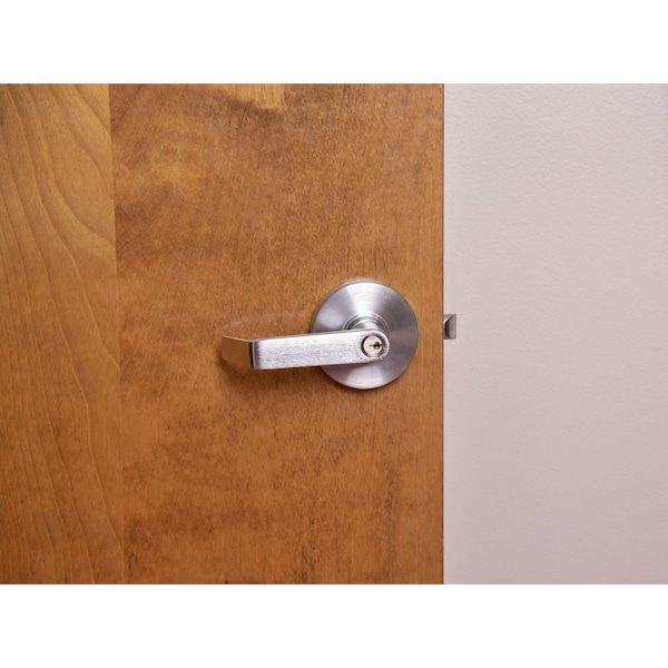 Global Door Controls Eiffel Standard Duty Brushed Chrome Grade 2 Commercial Cylindrical Storeroom Door Handle with Lock and Clutch Function - GAL-1180L-R-626