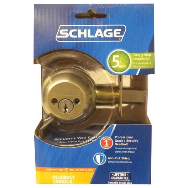 Schlage Schlage Satin Nickel Zinc Double Cylinder Deadbolt - B62NV619