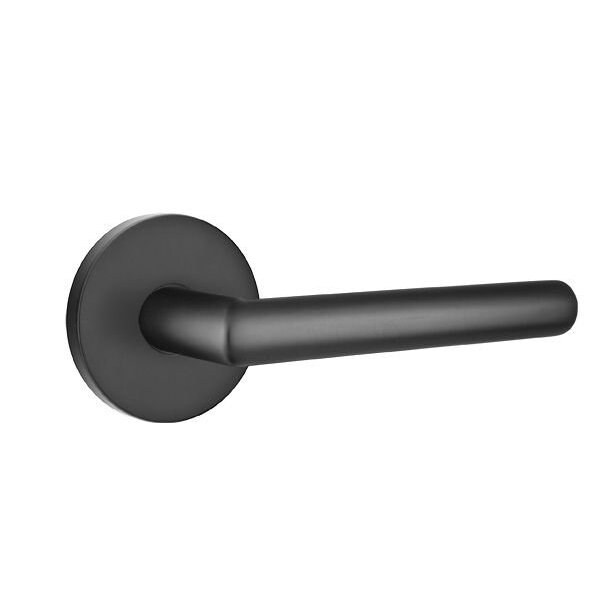 Emtek Stuttgart Lever Right Hand 2-3/8 in Backset Privacy w/Disk Rose for 1-1/4 in to 2 in Door Flat Black - 5209STUUS19RH