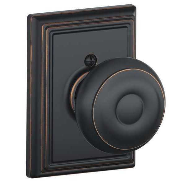 Schlage Antique Bronze Dummy Knob Lockset, Georgian/Addison - F170 GEO 716 ADD