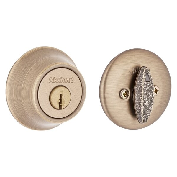 Kwikset Deadbolt, Alike Key, Steel, Antique Brass, 238 to 234 in Backset, K3 Keyway - 6605RCLRCSK3BX