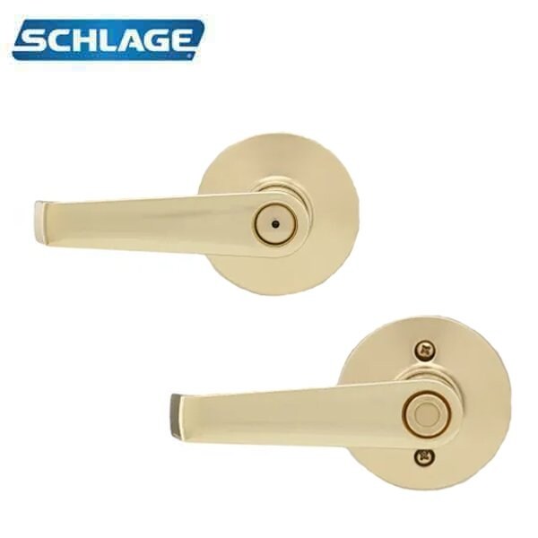 Schlage Accent Privacy Door Lever Set Polished Brass Finish Reversible - SCH-F40-ELA605-RV